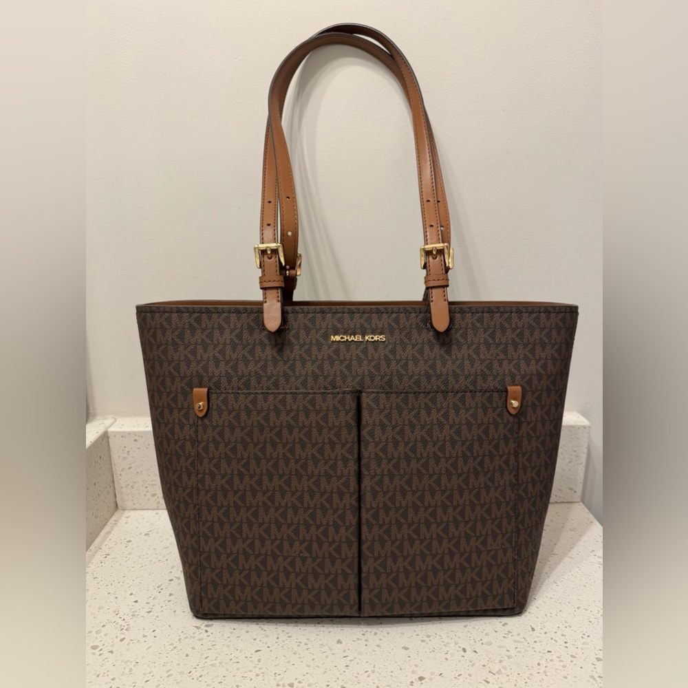 Michael Kors Jet Set Tote Medium Shoulder Bag Purse Logo Canvas